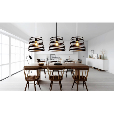 Colgante 3 Luces Twist Negro Vintage Apto Led E-27 Novedad