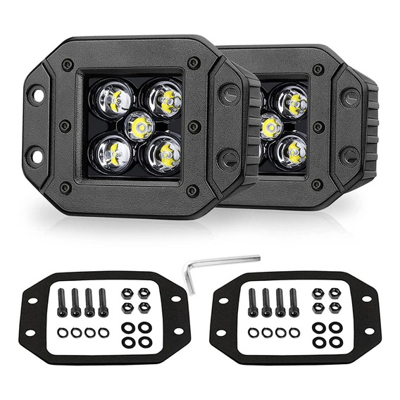 1 Par 5in Faros Auxiliares Led Empotrable Defense Luz Blanca