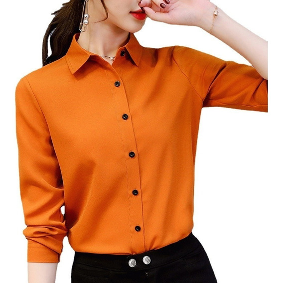 Camisa De Solapa For Mujer, Informal, Oficina Formal, Blusa