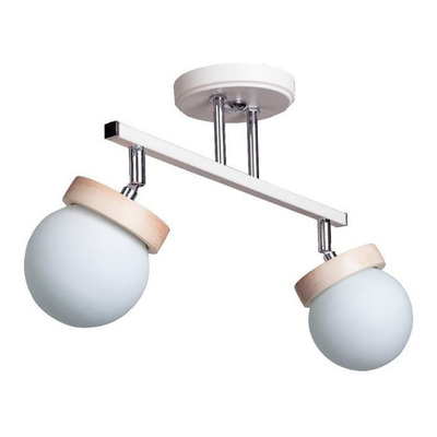 Aplique Sistema 2 Luces Elyn Madera Globo Opal G9 Blanco