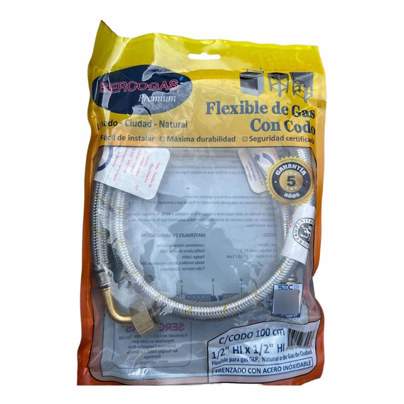 Flexible De Gas Con Codo Certificado 1mt 1/2 1/2 Mojostore1