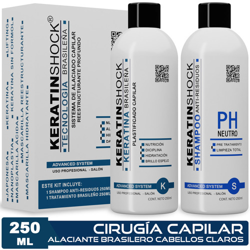 Keratina Brasileña Alaciante Cirugía Capilar + Shampoo 250ml