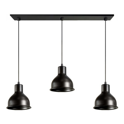 Colgante 3 Luces Campana Negra Deco Moderno Luz Desing 