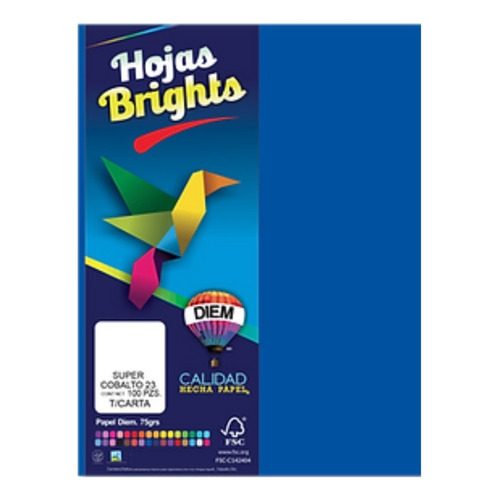 100 Hojas De Papel De Color Tamaño Carta Manualidades Color Azul Súper Cobalto