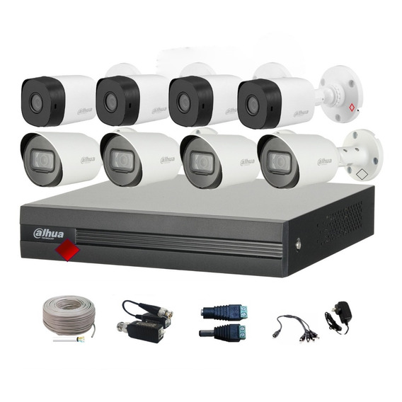 Kit 8 Camaras Bullet 2mp 4 Audio Dvr 1080p Lite Dahua Utp