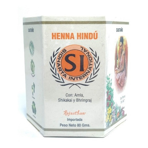 Tintura Permanente Sidharta International  Tinte Natural Henna Hindú tono castaño