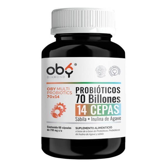 Oby Multi Probioticos 70 Billones 14 Cepas + Inulina 60 Caps Sabor Sin sabor
