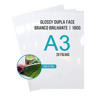 Papel Fotográfico A3 180g Dupla Face Glossy Brilhate 20 Fls