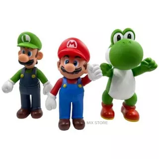 Bonecos Super Mario Luigi E Yoshi + Canecas Personalizas