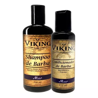 Produtos De Barba C/ Shampoo E Condicionador Viking Mar