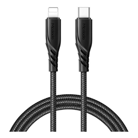 Cable Tipo C Para iPhone Carga Rápida 20w De Uso Rudo 1.2m Color Negro