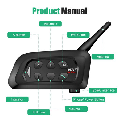 Intercomunicador Bluetooth Inalámbrico Ejeas V4c Plus