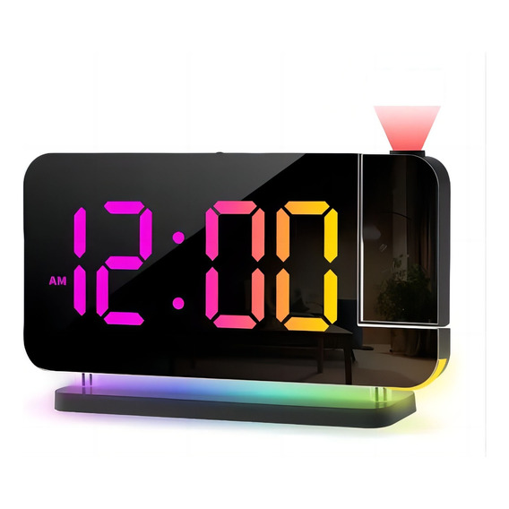 Reloj Despertador De Proyección De Escritorio Led Colorido