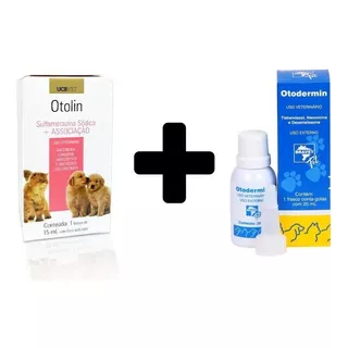 Kit Otolin 15ml + Otodermin 20ml Dor De Ouvido Cães E Gatos