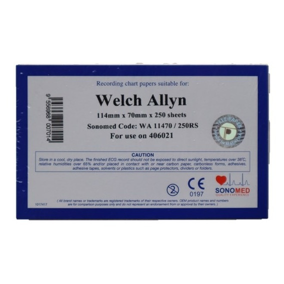 Papel Termico Ecg De 114 X 70 X 250  Welch Allyn Cp50