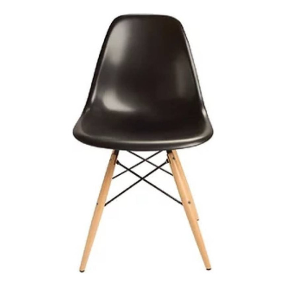 Silla de comedor Virke Eames, estructura color madera, 4 unidades