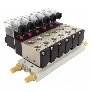 Bloco Manifold Válvulas 5/2 Vias - Dc24v - 6 Válvulas