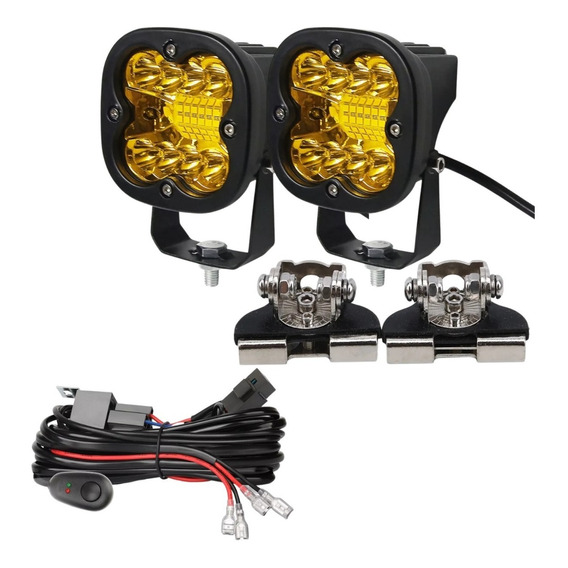 Neblineros Focos Cree Led 12/24v + Ramal 2 Mts +2 Bases 360°