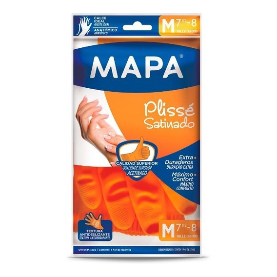 Guante Mapa Pirelli Plisse Naranja  X 30 Pares E/ Sin Cargo