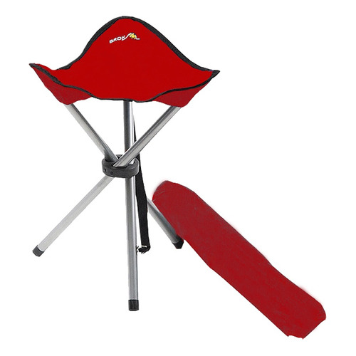 Banquito Plegable De 3 Patas Broksol Camping Pesca Caza Color Rojo