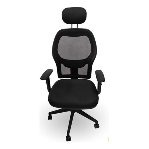 Silla de escritorio MRB City con apoya cabezas gamer ergonómica  negra con tapizado de marathon y mesh