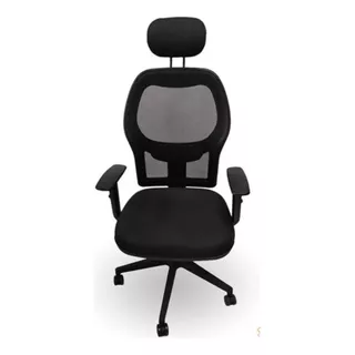 Silla De Escritorio Mrb City Con Apoya Cabezas Gamer Ergonómica  Negra Con Tapizado De Marathon Y Mesh