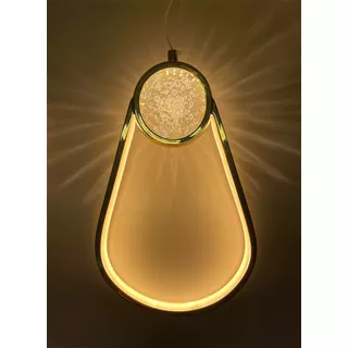 Pendente Luminária Led Cristal Saturno Oval Gold Bivolt 8121