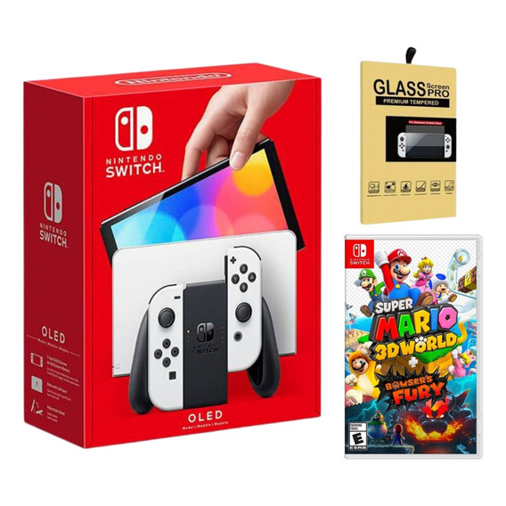 Nintendo Switch Oled Blanco + Mario 3d World + Mica 