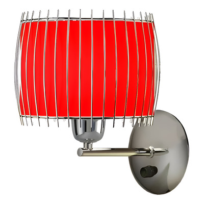 Aplique Con Tecla Cromo Deco Moderno Apto Led Rojo