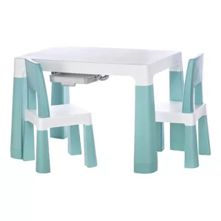 Juego Set De Mesa Infantil 2 Sillas Nórdico Reforzado Aqua