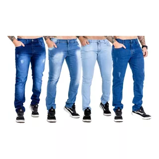 Kit 4 Calça Jeans Masculina Skinny Slim Original Elastano