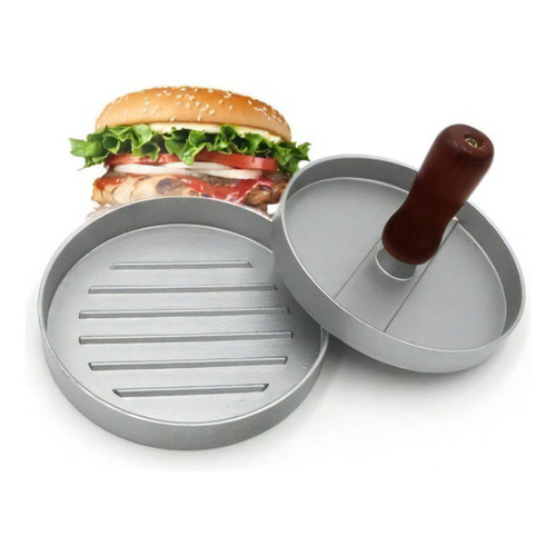 Prensa Molde Hamburguesa Perfecta Aluminio Fácil De Usar 503 Color Plateado