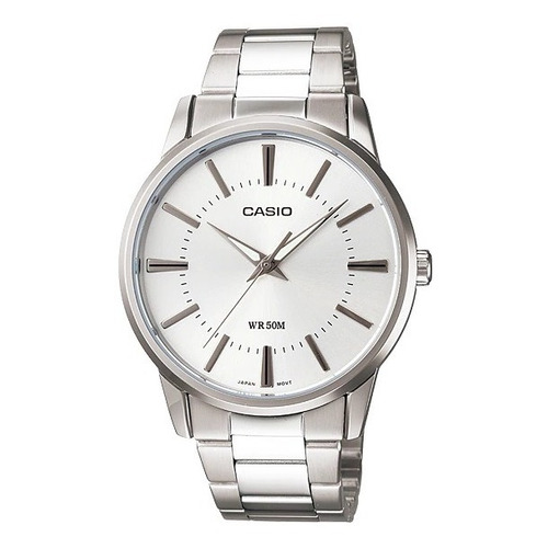 Reloj Casio Mod.mtp-1303d-7a Color de la malla Plateado Color del bisel Plateado Color del fondo Blanco