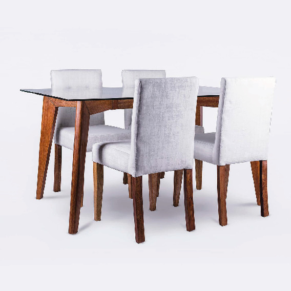 Juego De Comedor 4 Sillas Sofyra Gris Claro