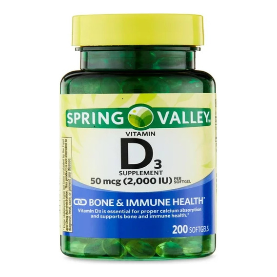 Vitamin D3 Spring Valley 50 Mcg (2,000 Iu) 200 Soft