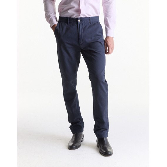 Pantalón Chino Praga, De Gabardina, Clásico, Marino, Equus