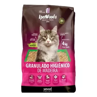 Granulado De Madeira Ipet Wood's Gatos 4kg