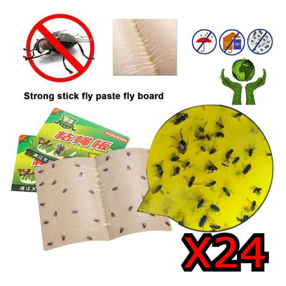 24 Trampa Atrapa Mata Insecto Mosca Cucaracha Placa Adhesiva
