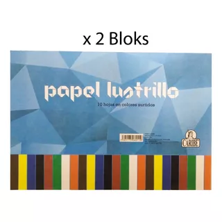 2 Block De Papel Lustrillo Colores Surtidos Caribe Pack De 2