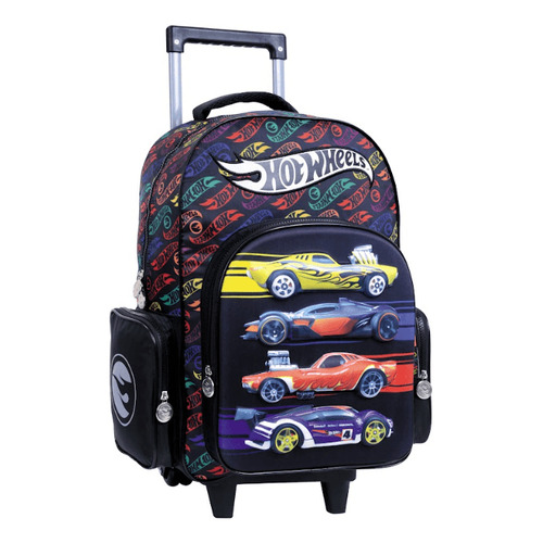 Mochila Carro Hot Wheels Wabro 18 Pulgadas Color Negro