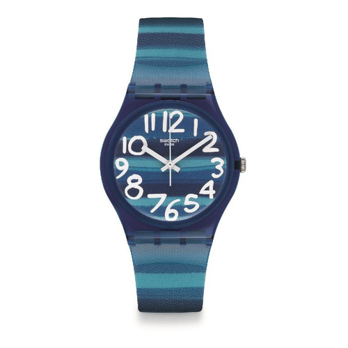 Reloj Swatch Linajola Gn237 Caucho Gent. Unisex Color de la malla Azul Color del bisel Azul Color del fondo Azul