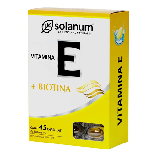 Solanum Pharma Vitamina E + Biotina 45 Cáps 550 Mg C/u Sabor Sin Sabor