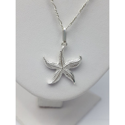 Dije De Estrella De Mar Plata Ley .925 Incluye Cadena Mod03