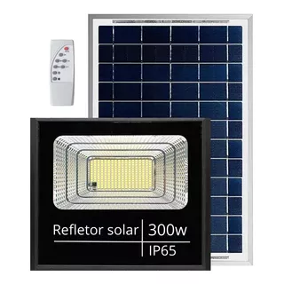 Kit Refletor Led 300w Solar C/ Placa Fotovoltaica E Controle