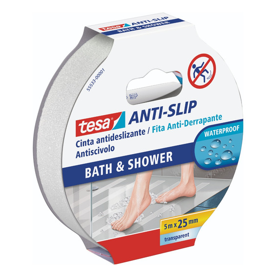 Cinta Antideslizante Baño Transparente 5mt X 25mm Tesa®
