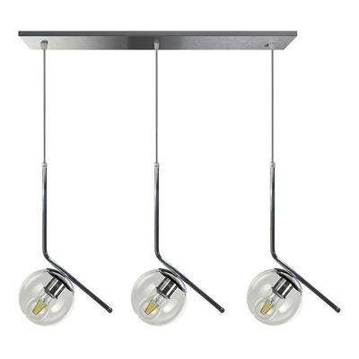 Colgante 3 Luces Ballon Cromo Y Vidrio Apto Led E27 Moderno