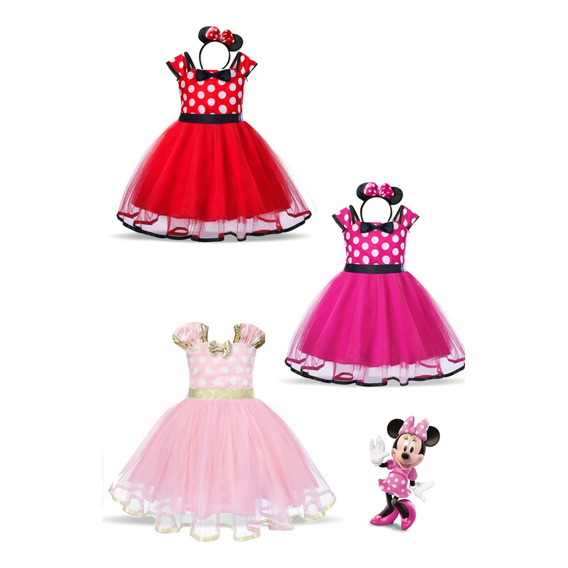 Disfraz Minnie Mouse Con Orejas Vestido Mimi Tutu Fiesta