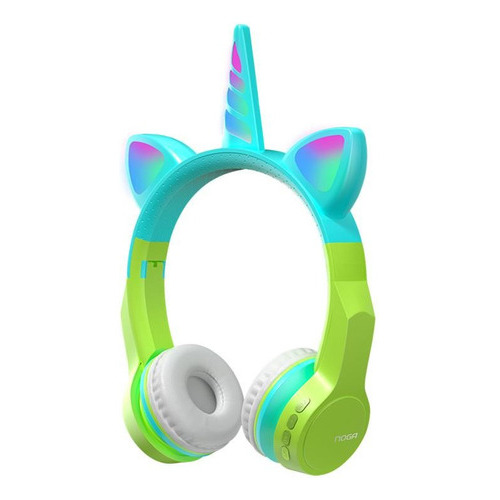 Auriculares Inalambricos Bluetooth Unicornio Luces Led Noga Color Verde