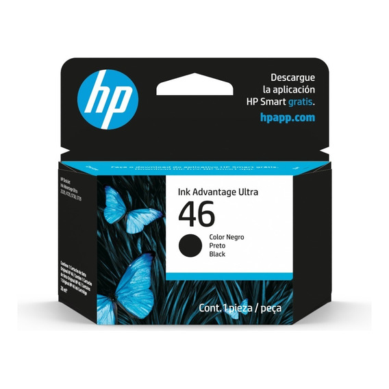 Cartucho De Tinta Hp Hp 46 Color Negro De 26 Ml