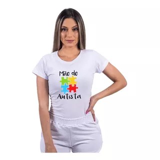 Camiseta Feminina Mãe De Autista Baby Look Autismo Algodão